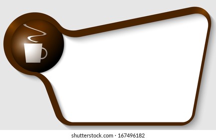 brown text box for any text with cup of coffee
