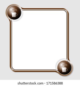 brown text box for any text with cup of coffee