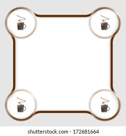 brown text box for any text and cup of coffee