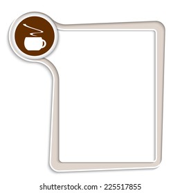 brown text box for any text with cup of coffee