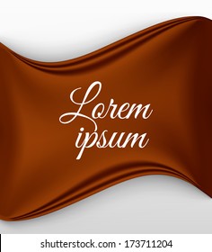 Brown textile waved banner. Vector illustration