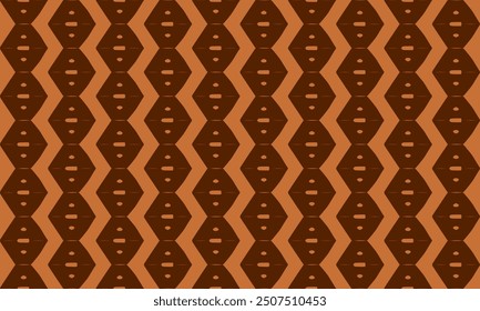 Brown texture, two tone brown diamond checkerboard repeat pattern, replete image, design for fabric printing, cross symbol, hexagon with zigzag line vertical