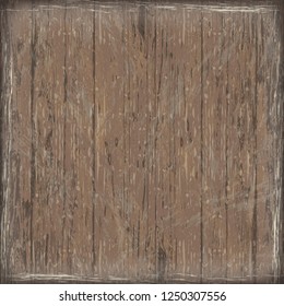 Brown texture of very old boards. Dirt, scratches and cracks. Wood vector background. Eps10.