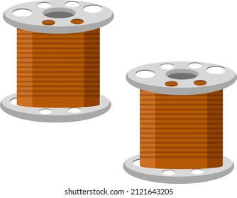 Brown thread, illustration, vector on a white background.