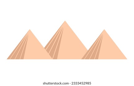 Brown three egypt ancient pyramids of giza are egyptian pharaoh tomb icon flat vector design