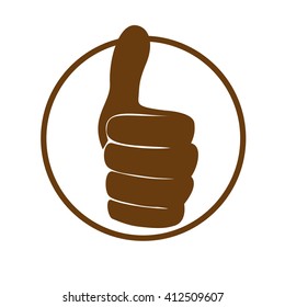 Brown thumbs up icon. Like and yes, approve symbol