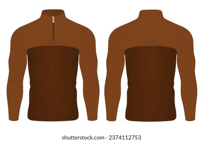 Camiseta de manga larga ajustada marrón. vector