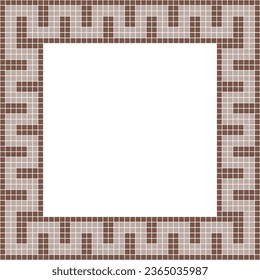 Brown tile frame, Mosaic tile frame or background, Tile background, Seamless pattern, Mosaic seamless pattern, Mosaic tiles texture or background. Bathroom wall tiles, swimming pool tiles.