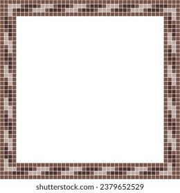 Brown tile frame, Mosaic tile frame or background, Tile background, Seamless pattern, Mosaic seamless pattern, Mosaic tiles texture or background. Bathroom wall tiles, swimming pool tiles.