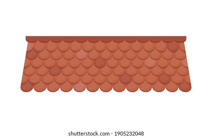 Brown tile roof isolated on white background. Roof for the design of summer cottages. Vector 