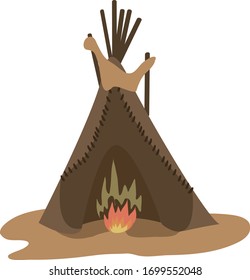 Brown tipi. Native American Tipi vector. Wigwam art