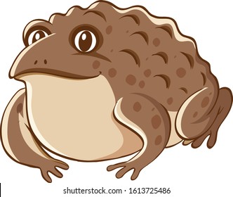 Brown toad on white background illustration