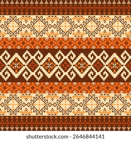 Brown tone pixel fabric design