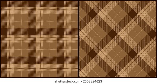 Tons castanhos jogados vetor de padrão sem costura. Plano de fundo gráfico tartan design de moda uso para impressão, textura, pano, tecido, flanela.	
