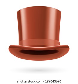 Brown top hat on the white background.