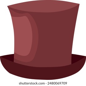 Brown top hat vector illustration. Cartoon hat isolated on white background.