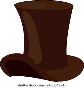 Brown top hat vector illustration. Cartoon hat isolated on white background.