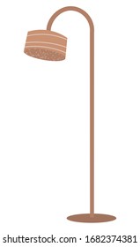Brown torchiere or floor lamp isolated on white. Stylish piece of furniture for living room. Home decoration, sweet home concept flat vector illustration