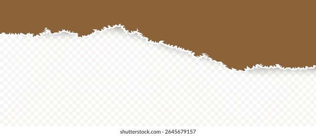 Brown torn paper edge cutout with a transparent background for creative design projects, PNG format.