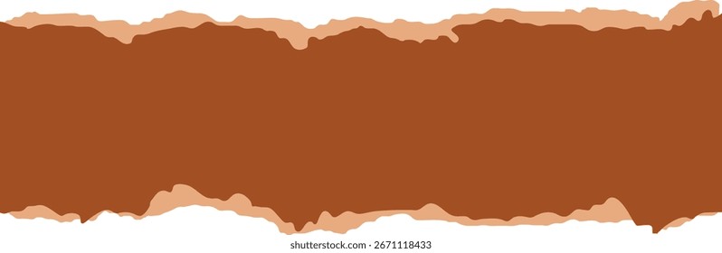 Tira de borde de papel rasgado marrón con diseño de borde rasgado para fondos creativos. Efecto de rasgado áspero realista para uso de collage, Anuncio y textura. Ilustración de Plantilla de papel rasgado de Vector.