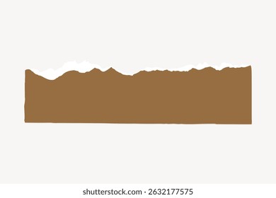 Bruin gescheurd papier strip met gekartelde randen op een witte achtergrond. De gescheurde papieren strip creëert een getextureerd effect. Eenvoudig gescheurd papier ontwerpelement. Papieren vector geript.