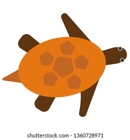 Brown tortoise flat illustration on white