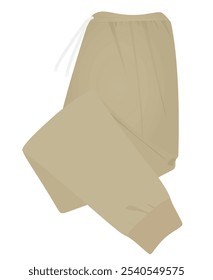 Pantalón de chándal marrón doblado. Vector