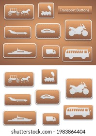 conjunto de botones de icono de transporte marrón