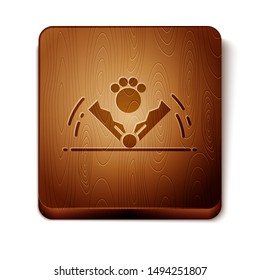 Brown Trap hunting icon isolated on white background. Wooden square button. Vector Illustration