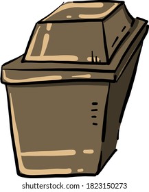 Brown trash can, illustration, vector on white background
