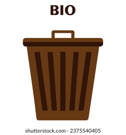 Brown trash can for separate sorting of organic waste, Zero waste concept stock vector illustration on a white background