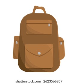 Brown travel backpack. Vector illustration