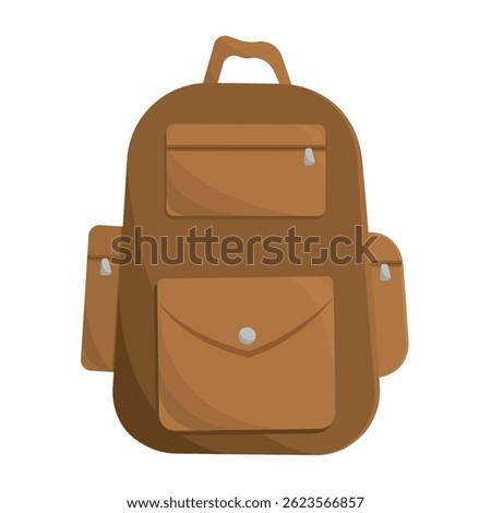 Brown travel backpack. Vector illustration