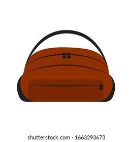 Brown travel bag colorful illustration cartoon. Baggage for to pack things on a trip. Vector