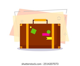 Brown travel suitcase illustration. Package, travelling, road. Tourism concept. Vector illustration can be used for topics like baggage, luggage