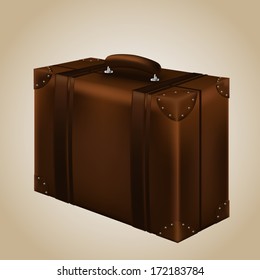 Brown Travel Suitecase. Vector Illustration