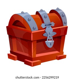 Brown Treasure Chest with Lock as Game Object Vector Illustration svg