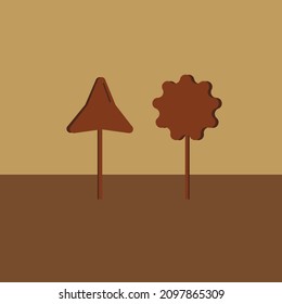 Brown Tree 2d 3d Animation Elements For Cartoon Film