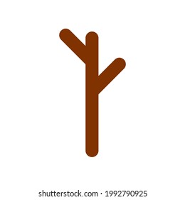 Icono vectorial de rama de árbol marrón en blanco.