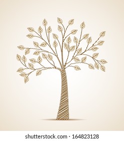 Brown  tree with decorative leaves