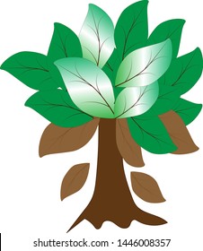 brown tree and green leaf for background and presentation