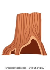 Brown tree hollow trunk vector illustration isolated on white background