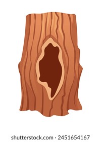 Brown tree hollow trunk vector illustration isolated on white background