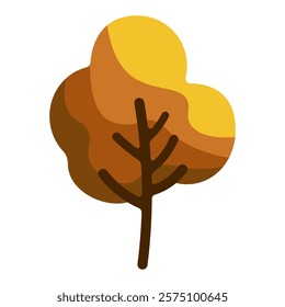 brown tree isolated on white background, autumn trees, flat style, vector illustration, tree icon