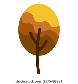 brown tree isolated on white background, autumn trees, flat style, vector illustration, tree icon