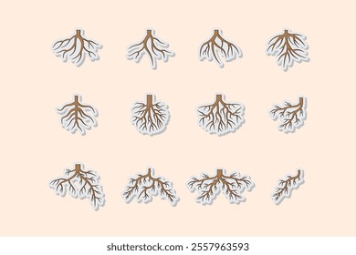 brown tree root sticker collection