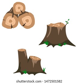 Brown tree wooden log design collection. EPS 8 vector illustration, no transparency, no gradients - Vector Assets