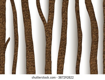 Brown trees repeated border. Hand drawn silhouettes.
