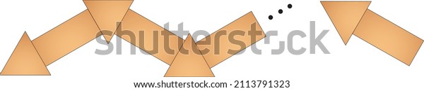 brown triangle and rectangular objects lined\
up side by side to form a\
combination