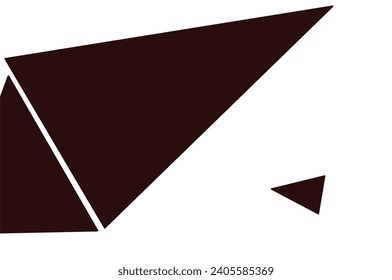 Brown triangles of different sizes arranged asymmetrically on a white background